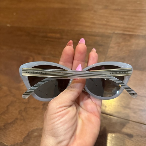 PRIVE’ REVAUX The Hepburn Handcrafted Cat Eye Sunglasses in Gray w Black Stripe - Picture 5 of 8